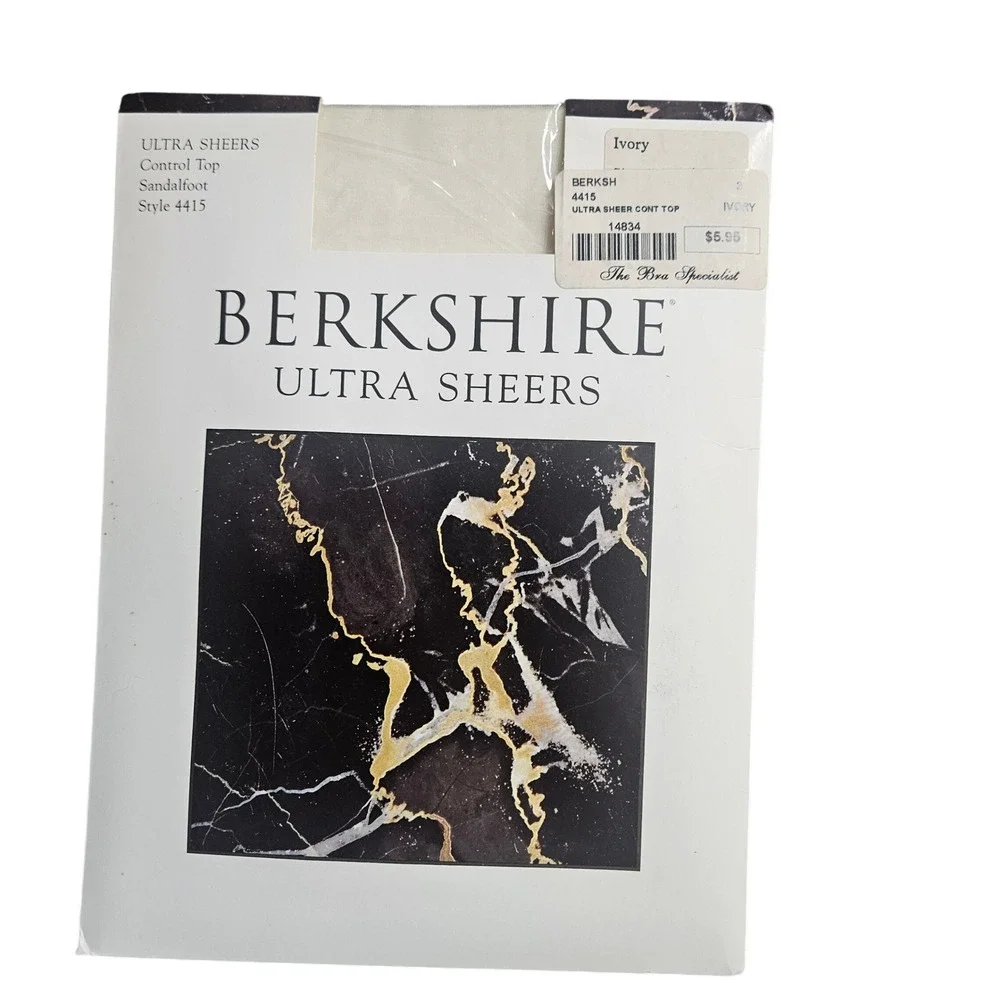 Vintage Berkshire Ultra Sheers Control Top Sandalfoot Pantyhose 3 Ivory 4415 NWT